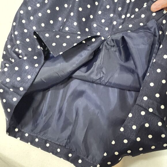 Signature By Robbie Bee Blue Polka Dot Dress Sleeveless Cinched Waist - Picture 3 of 13